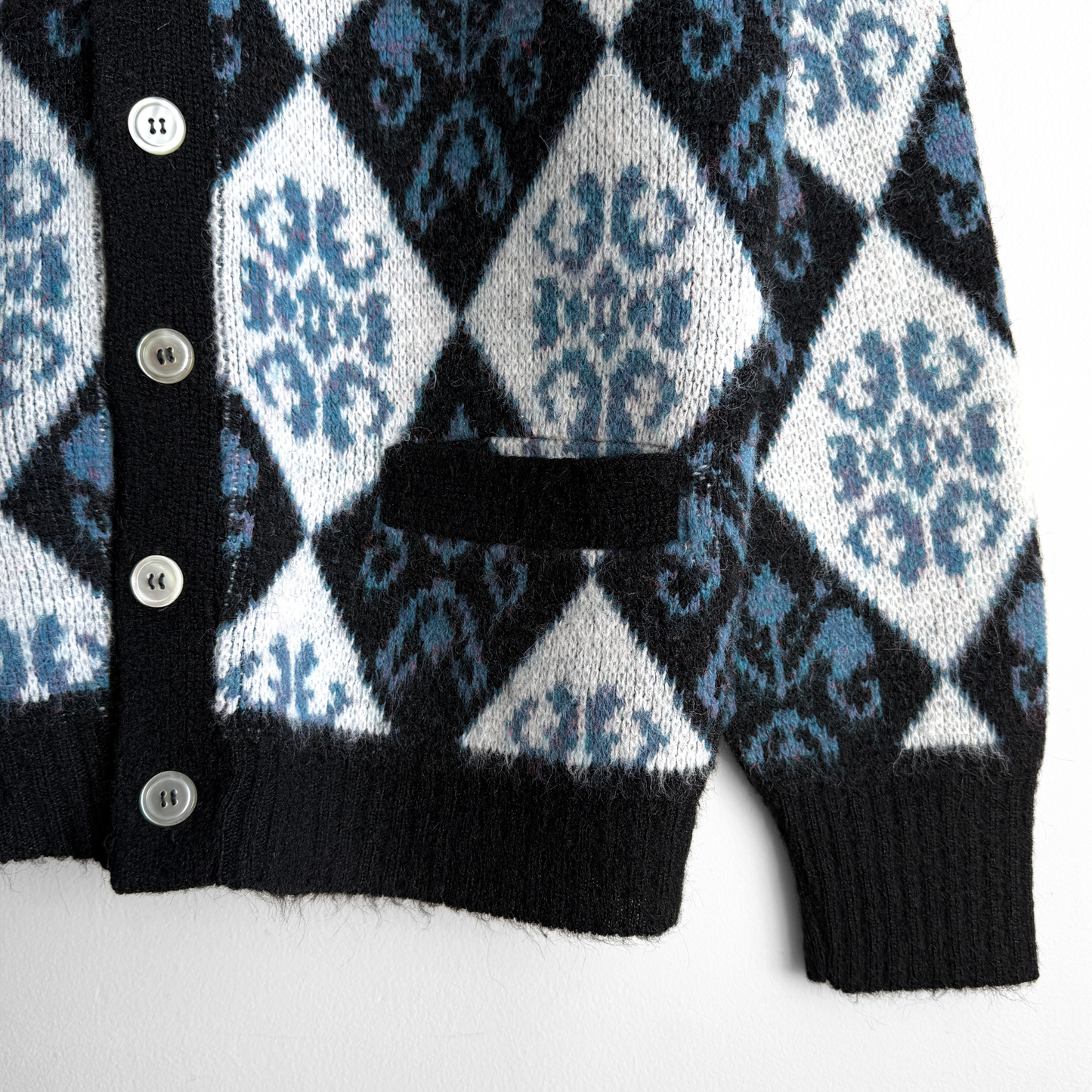 1960s Blue Argyle Acrylic Knit Cardigan