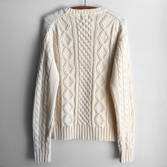 1980s Cream Cable Knit Sweater