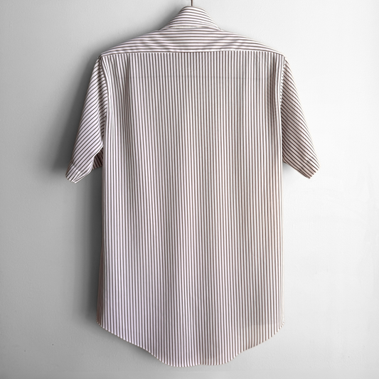 1970s White & Brown Striped Dress Shirt