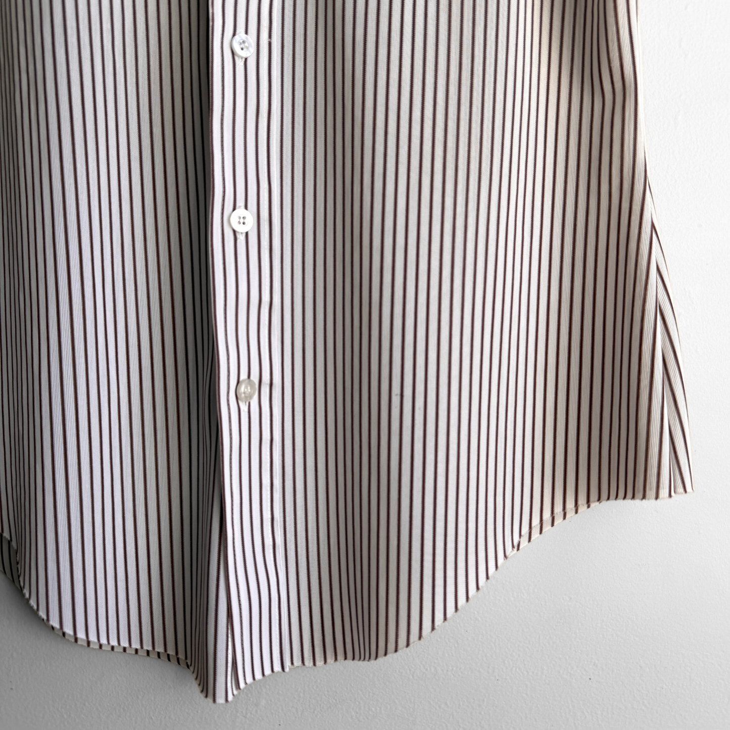 1970s White & Brown Striped Dress Shirt