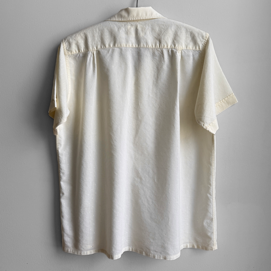 1960s Light Cream Embroidery Print Shirt