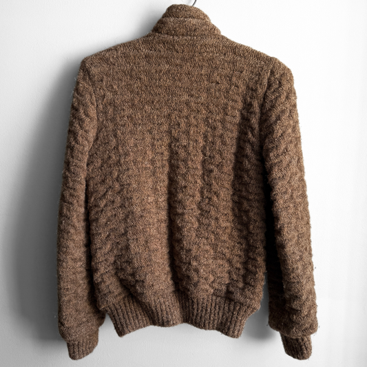 1970s Brown Wool Knit Bomber Jacket