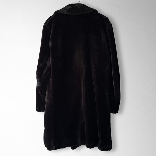 1960s Black Faux Fur Overcoat