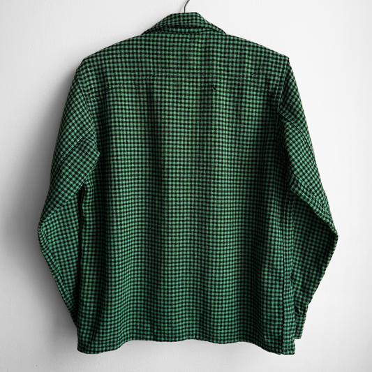 1960s Green & Black Checkered Wool Shirt