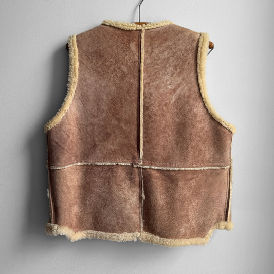 1970s Brown Suede Shearling Vest