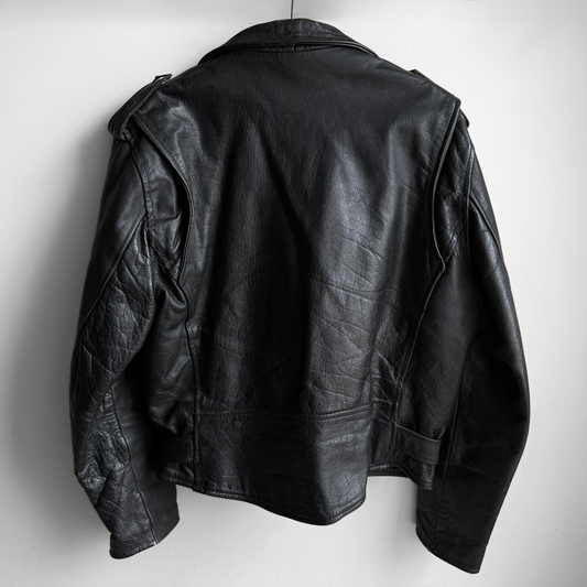 1990s Black Leather Motorcycle Jacket