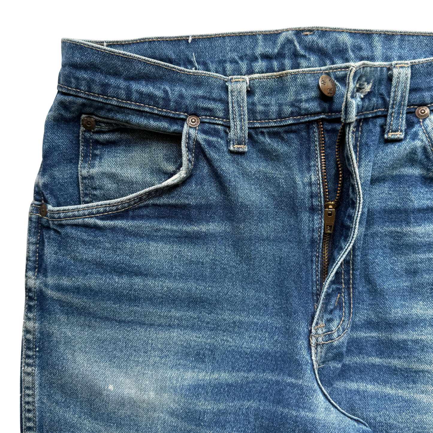 1980s Faded Blue Slim Straight Fit Denim Jeans (30)