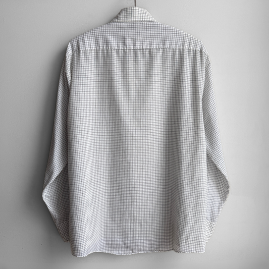 1970s White Checkered Dress Shirt