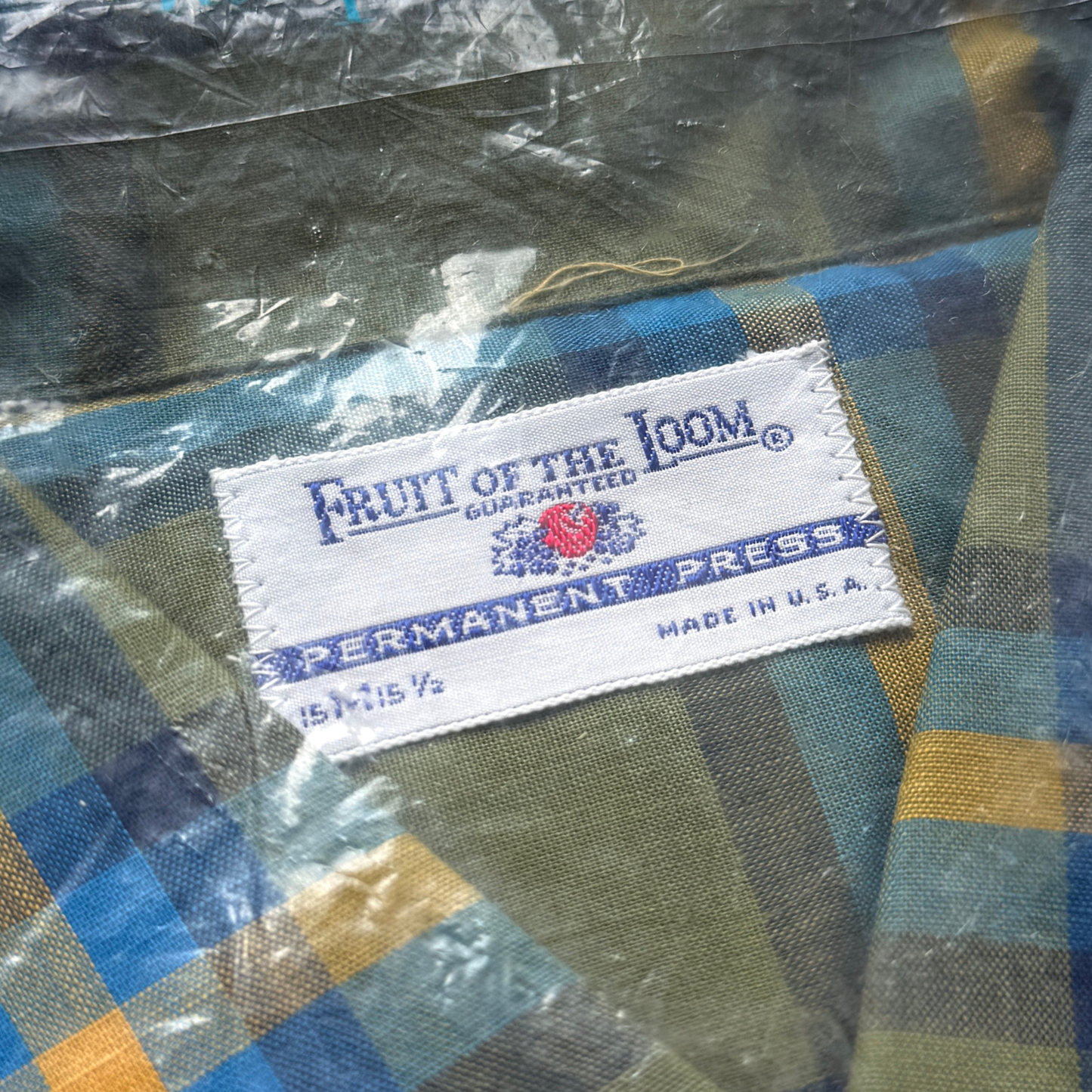 1960s Green & Blue Plaid Sport Shirt
