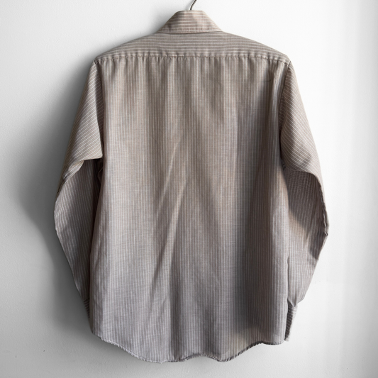1970s Light Brown Pinstriped Dress Shirt