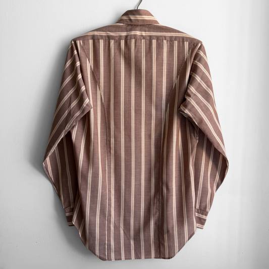 1970s Light Brown Striped Dress Shirt