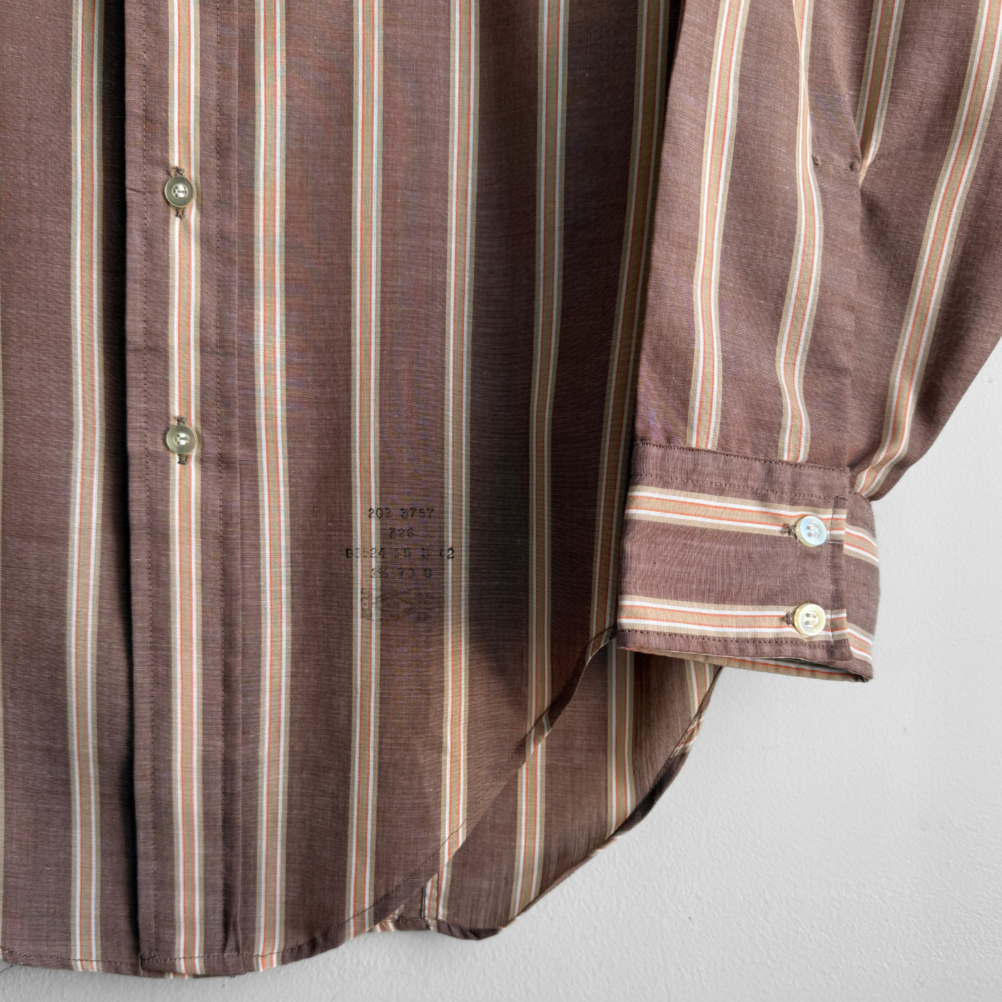 1970s Light Brown Striped Dress Shirt