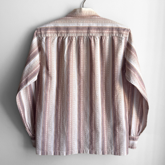 1960s Light Brown Striped Sport Shirt