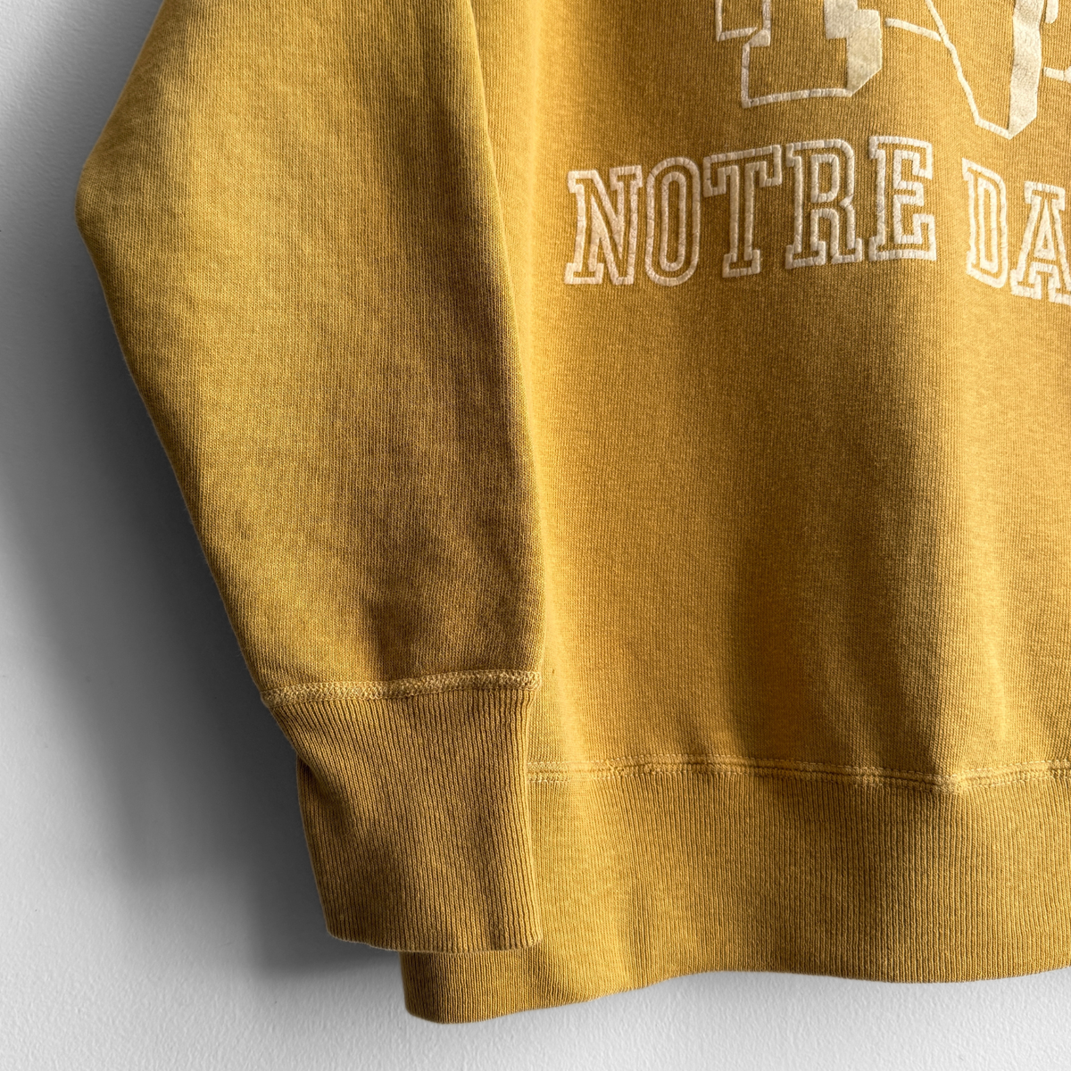 1960s Notre Dame Yellow Flock Print Sweatshirt
