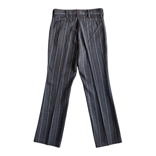 1970s Dark Grey Striped Mod Pants (30)