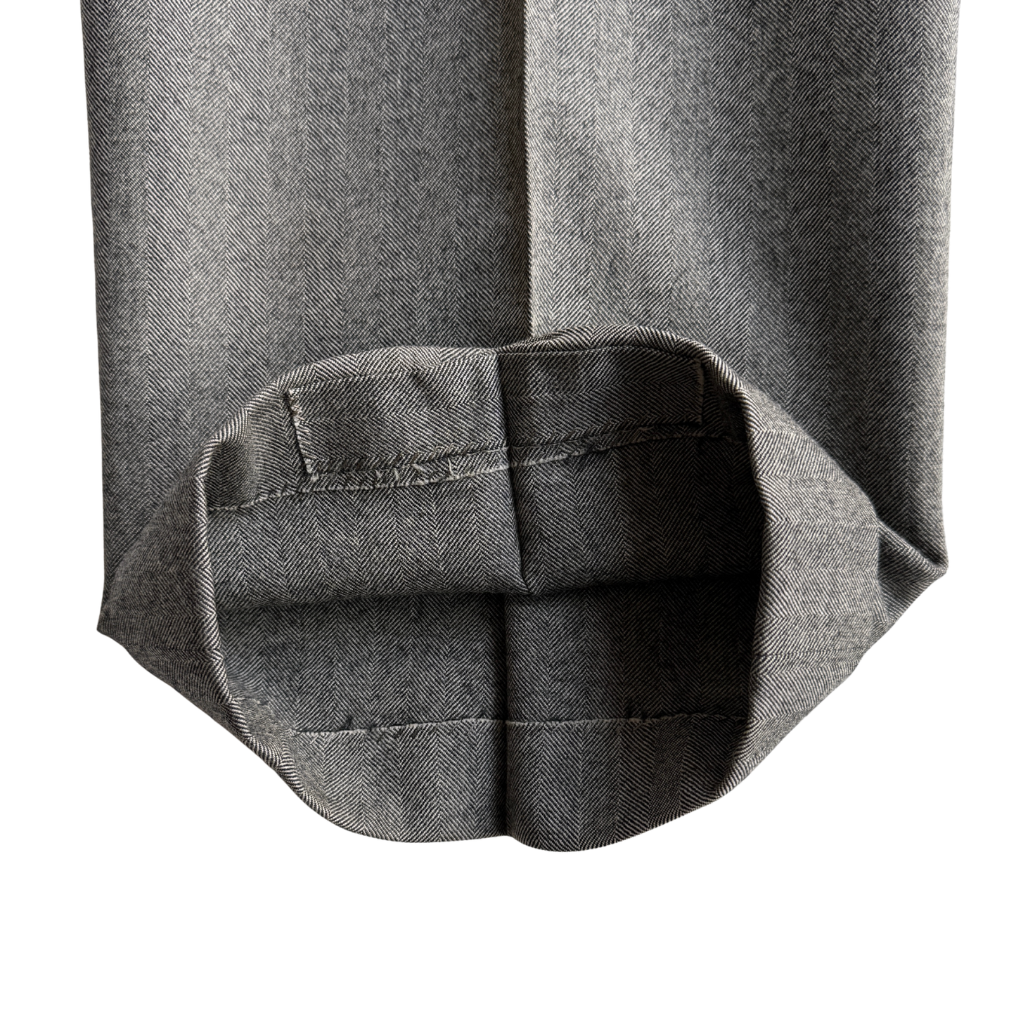1950s Grey Herringbone Wool Dress Pants (31)