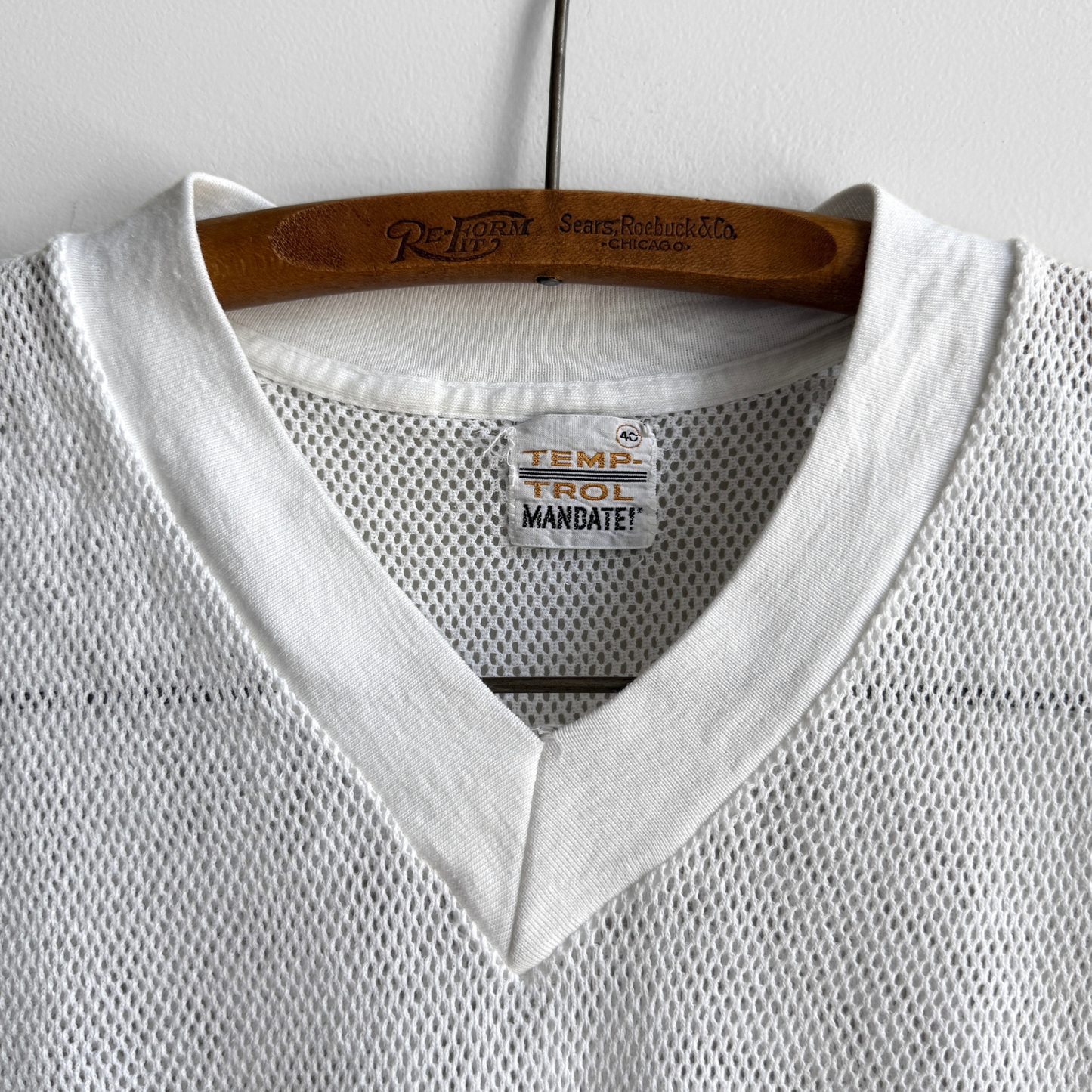 1980s White Mesh V-Neck Tee