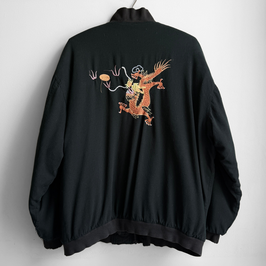1980s Black Chinese Souvenir Bomber Jacket