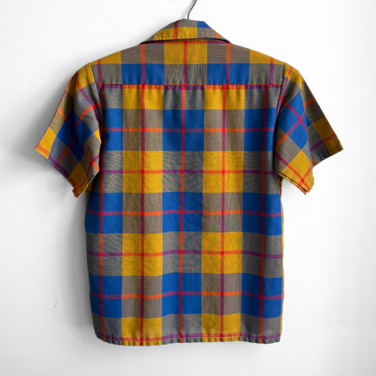 1960s Blue & Yellow Plaid Shirt