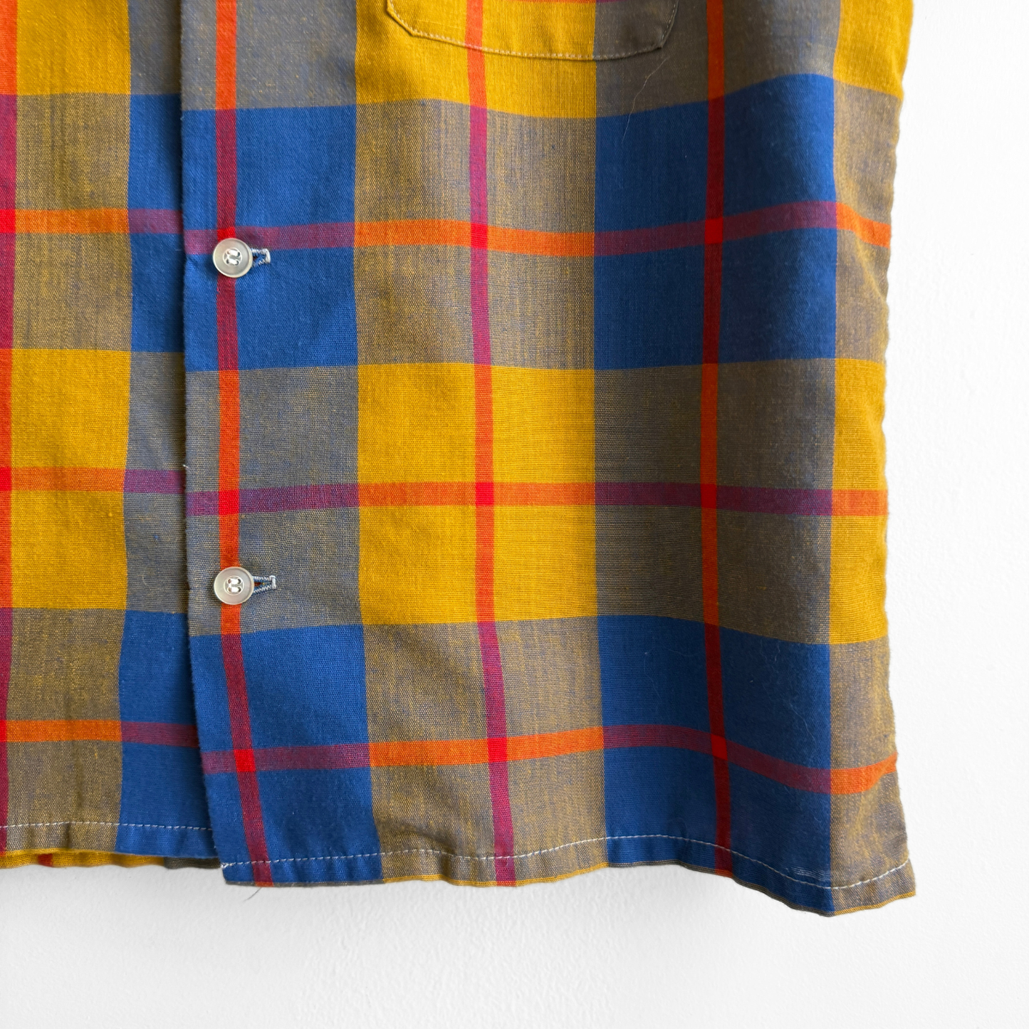 1960s Blue & Yellow Plaid Shirt