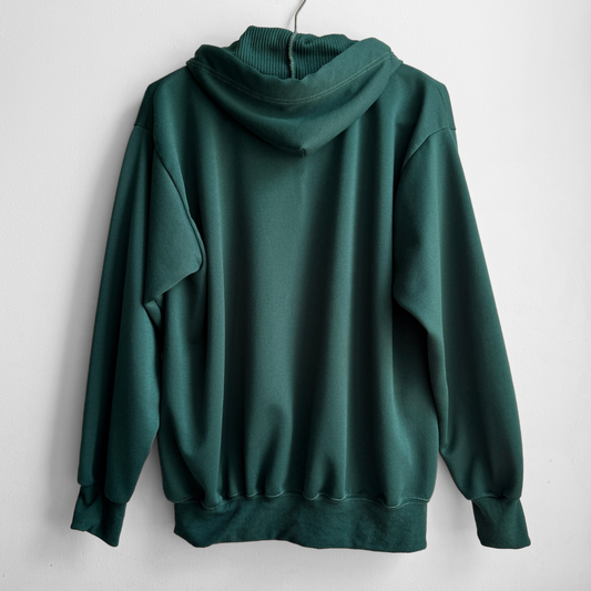 1970s Dark Green Thermal Zip Up Hoodie