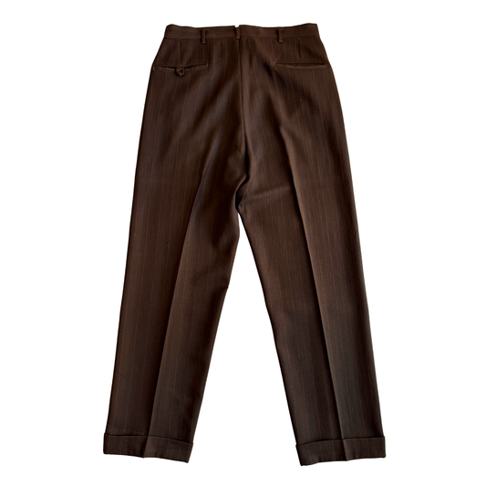 1940s Brown Pinstripe Gabardine Dress Pants