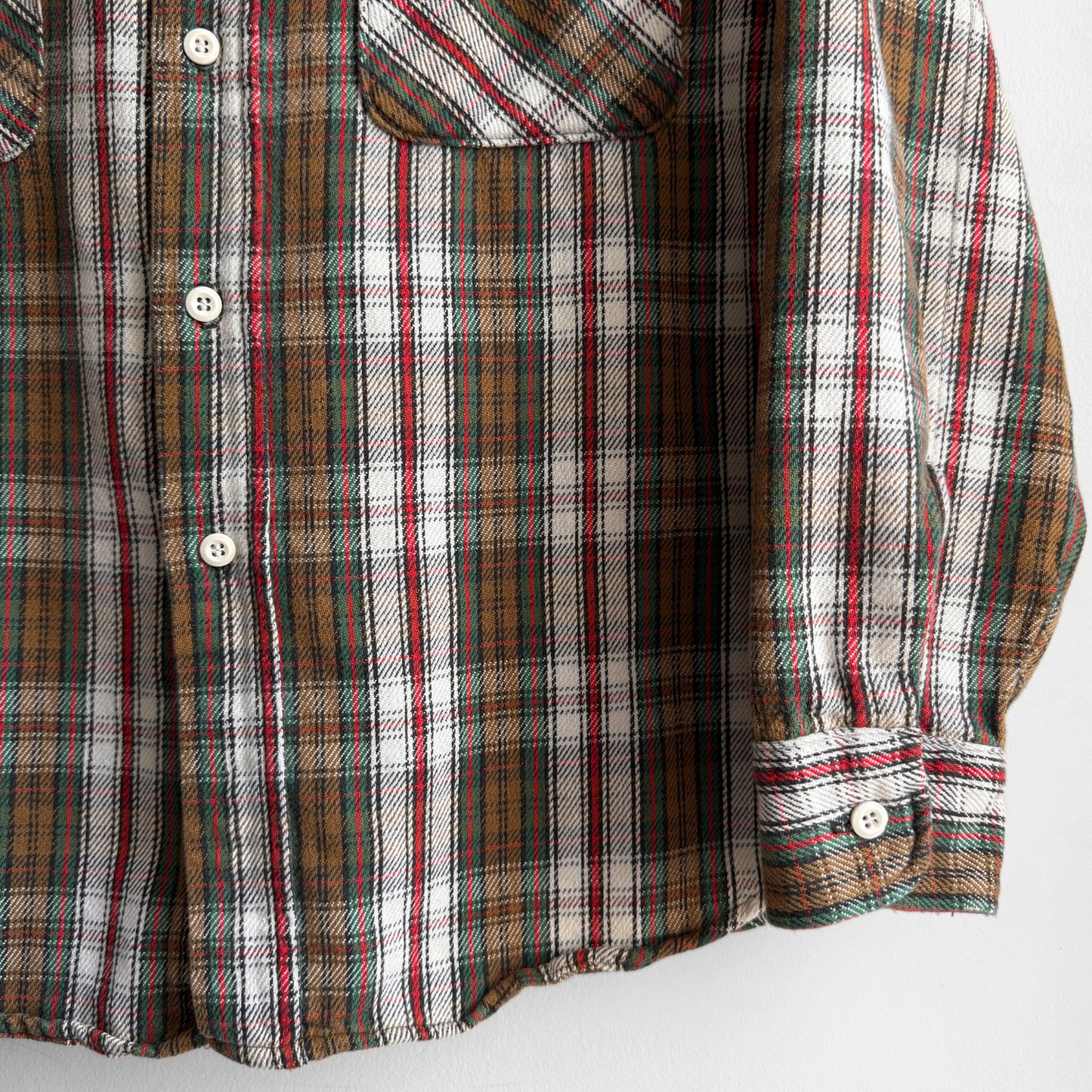 1970s Brown Cotton Plaid Flannel Shirt