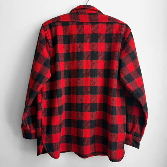 1950s Red Buffalo Plaid Wool Flannel Shirt