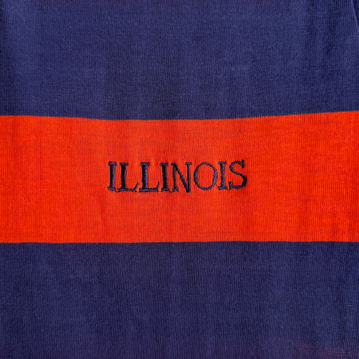 1970s University of Illinois Striped Polo Shirt
