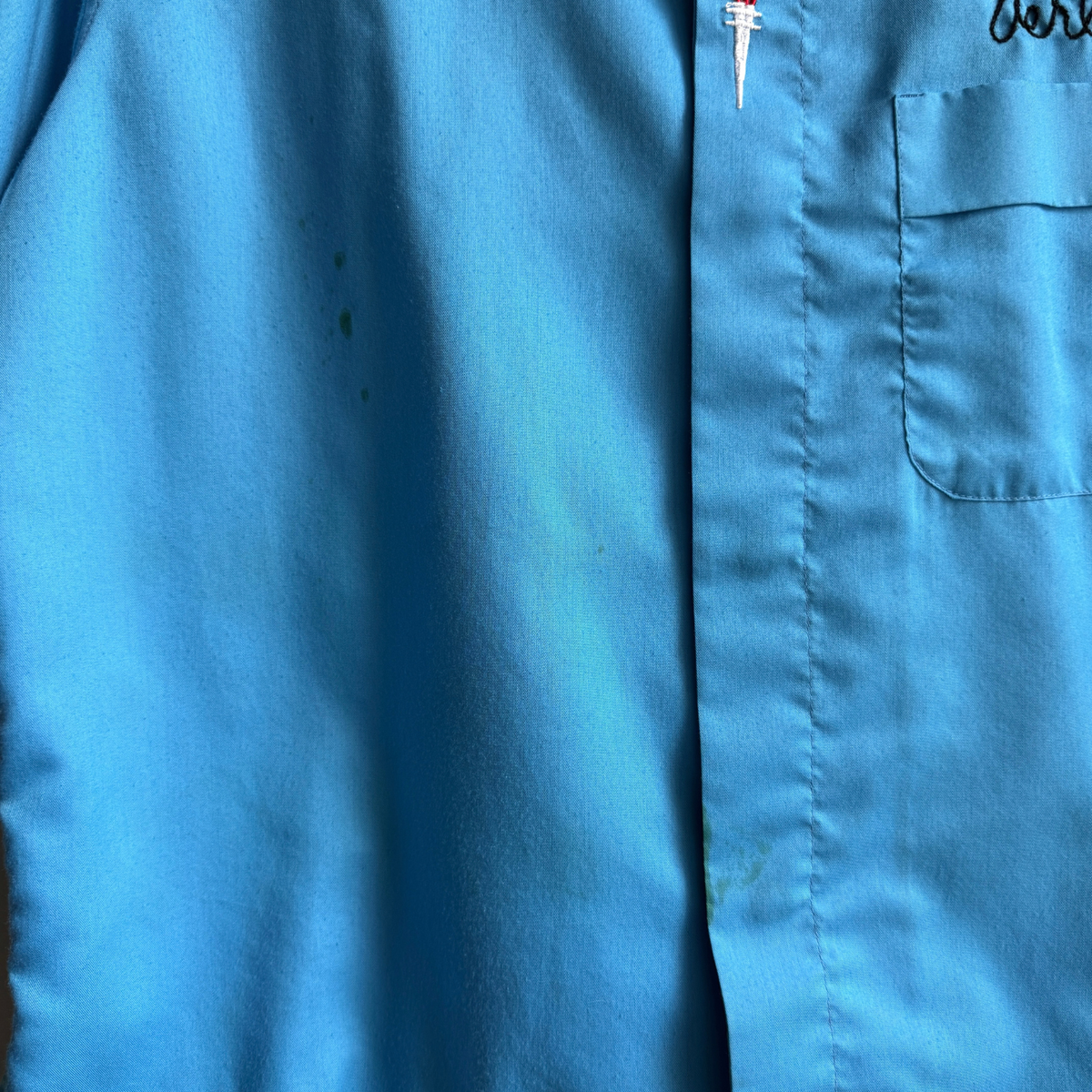 1960s The Times Newspaper Blue Bowling Shirt