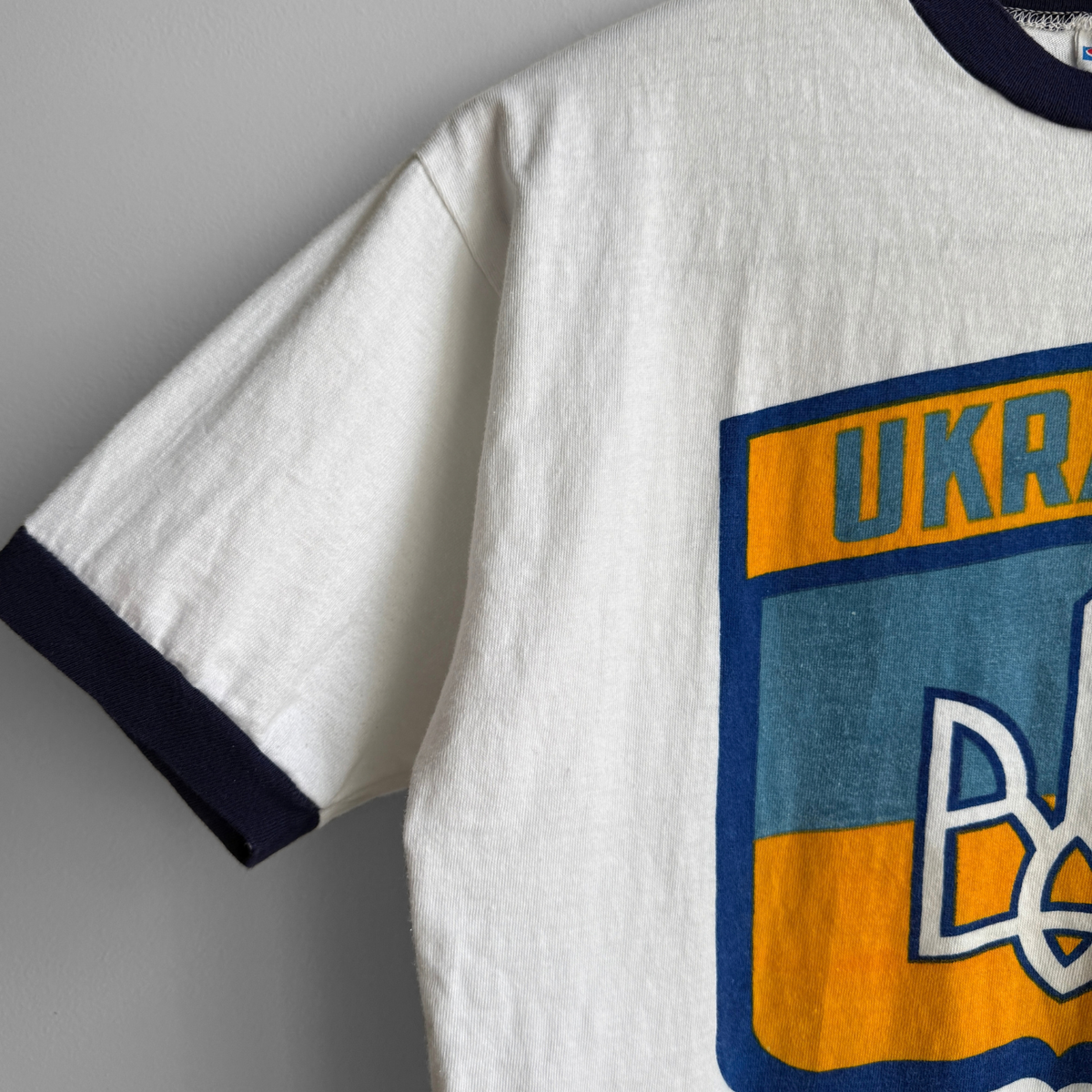 1970s Ukraine Trident Emblem Ringer Tee