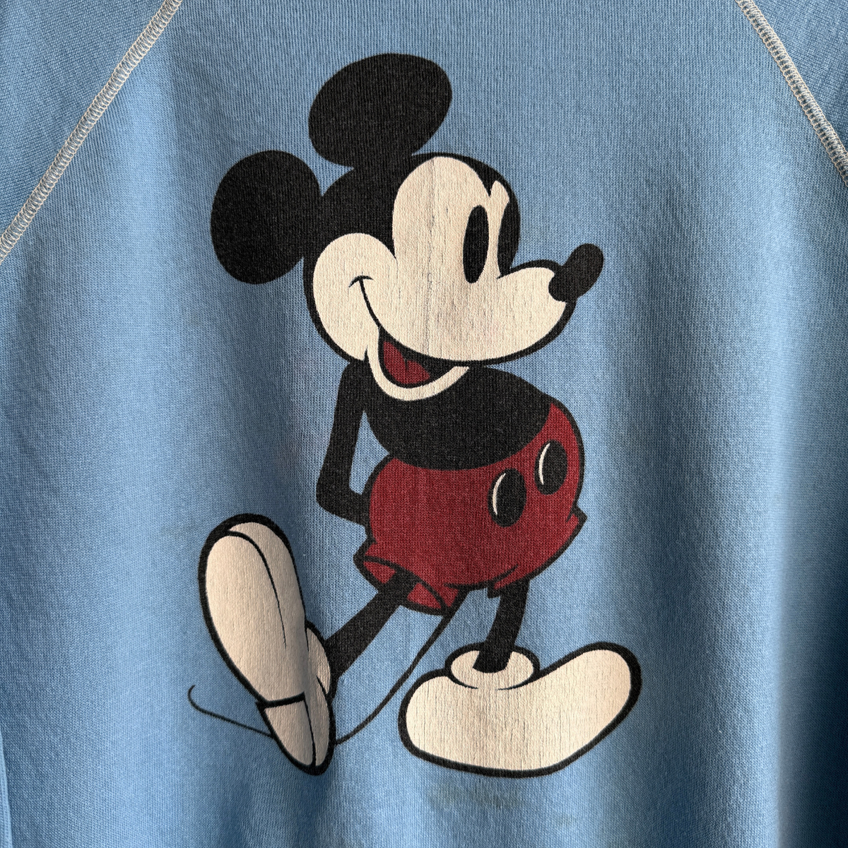 1970s Mickey Mouse Blue Raglan Sweatshirt