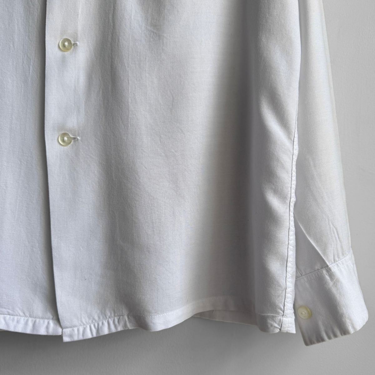 1960s White Embroidered Rayon Sport Shirt