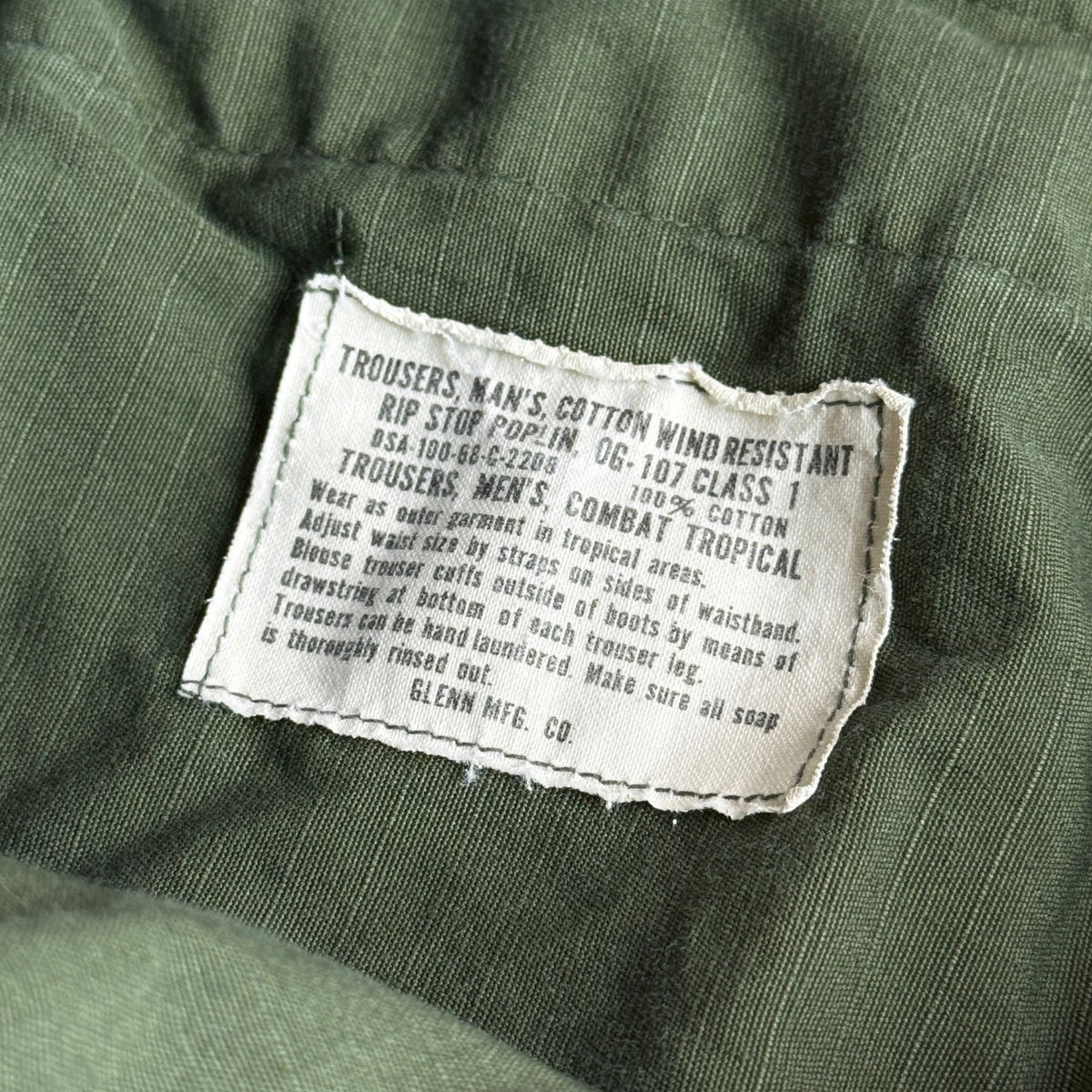 1960s U.S. Army OG 107 Ripstop Tropical Combat Pants (29)