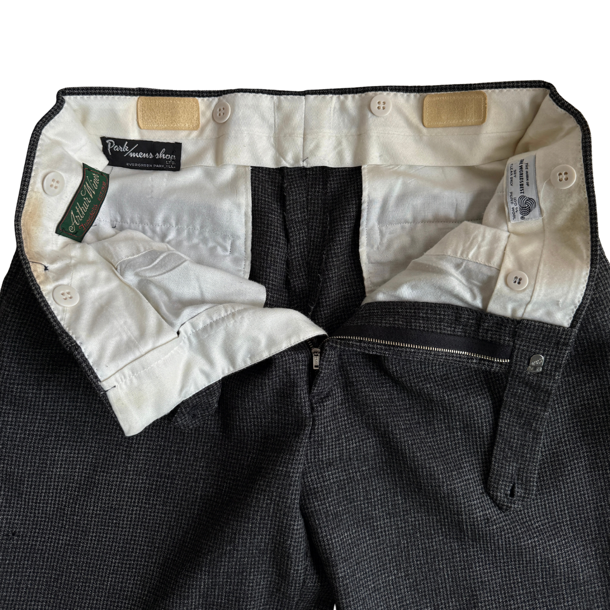 1960s Black Houndstooth Wool Dress Pants (33)