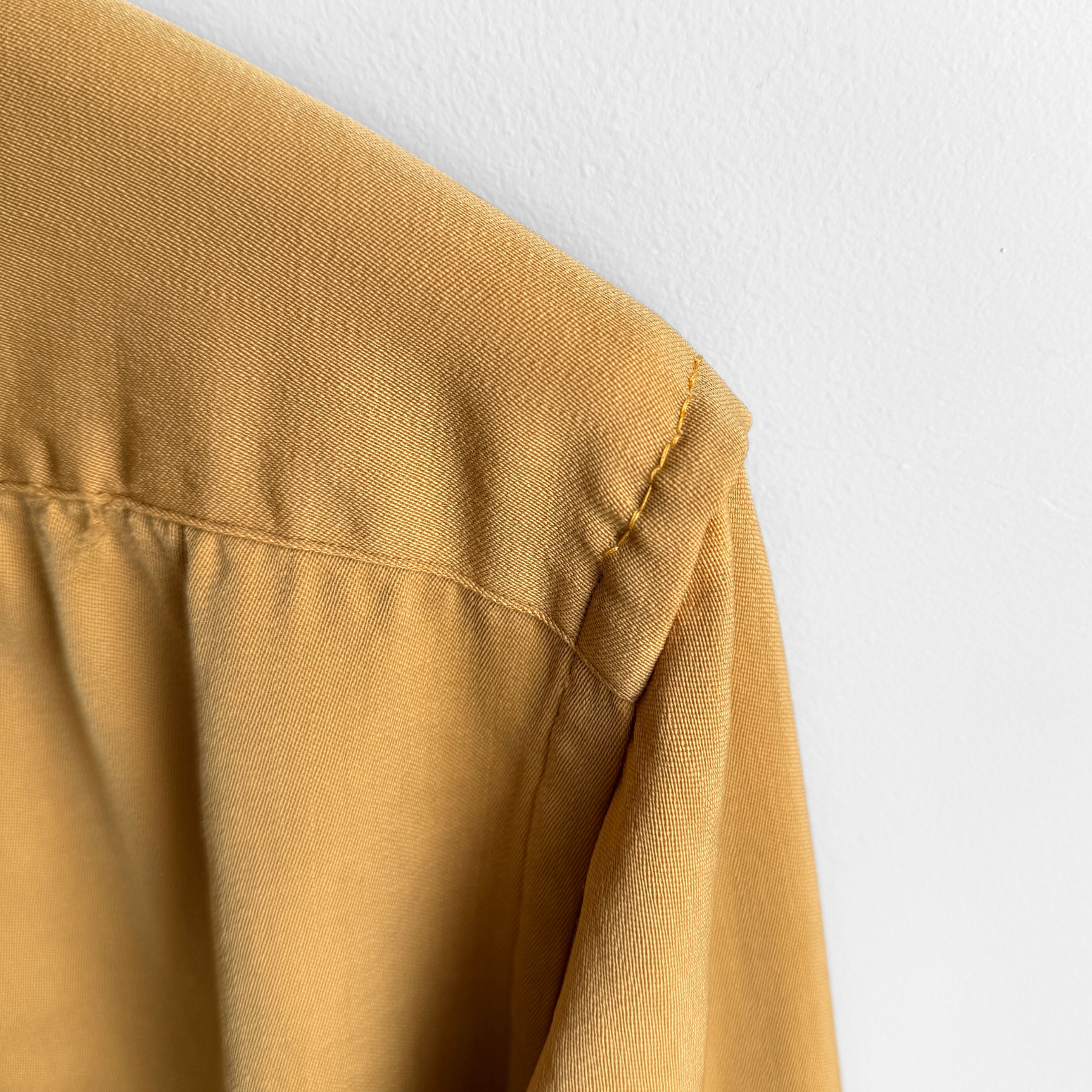 1940s Yellow Western Diagonal Zip Up Gabardine Shirt  - Shop ThreadCount Vintage Co.