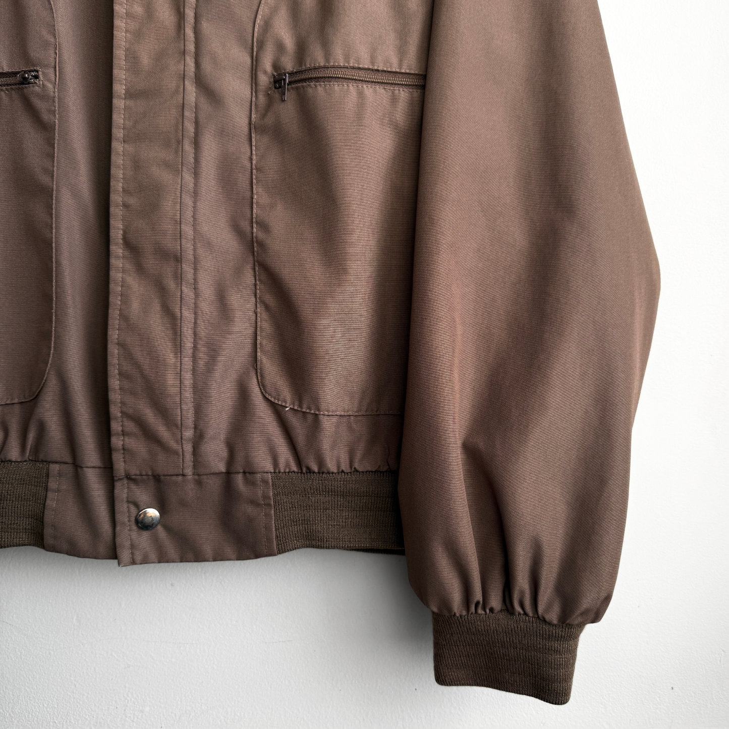 Vintage 1980s Coffee Brown Light Bomber Jacket - Shop ThreadCount Vintage Co.