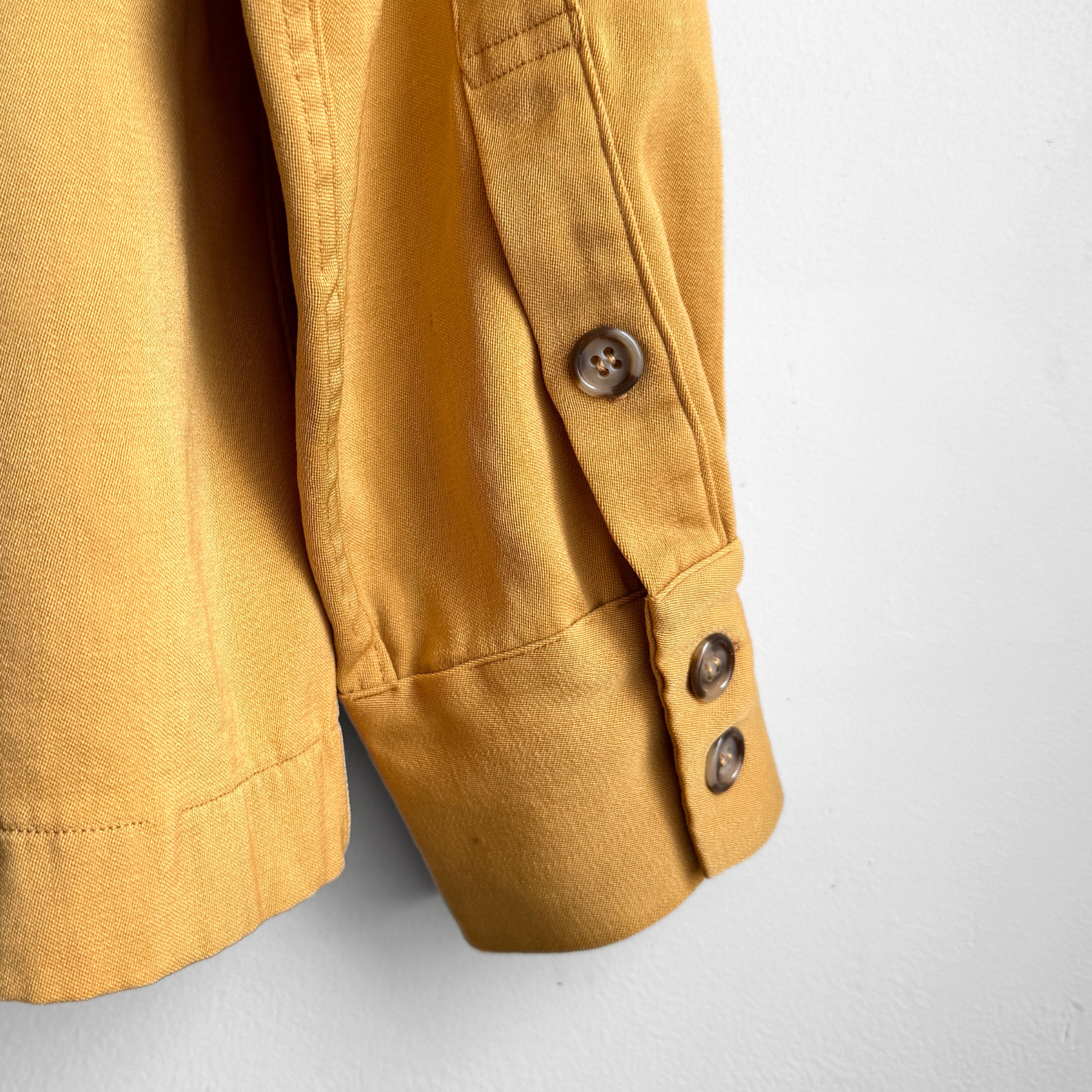 1940s Yellow Western Diagonal Zip Up Gabardine Shirt  - Shop ThreadCount Vintage Co.