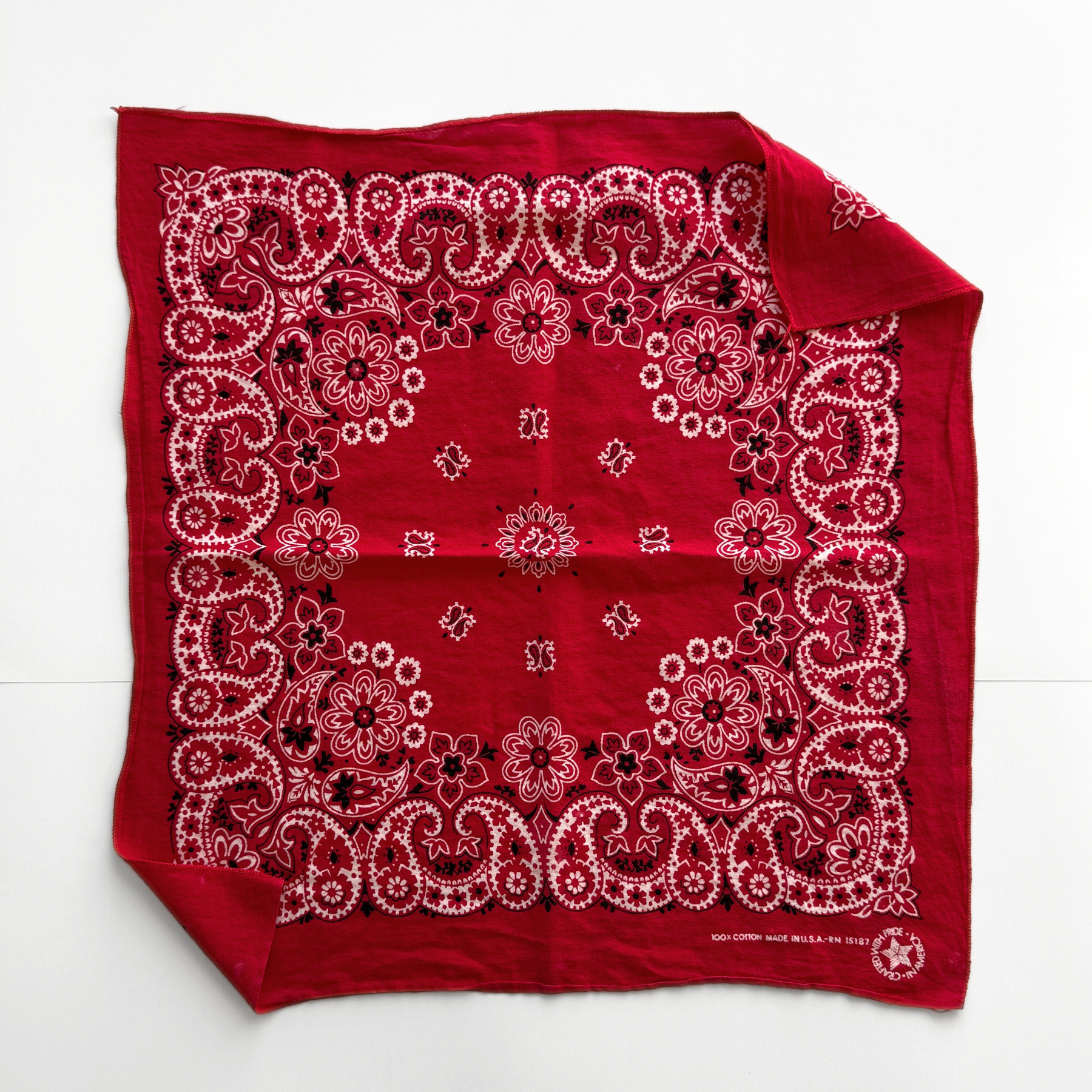 1980s Red Paisley Print Cotton Bandana  - Shop ThreadCount Vintage Co.
