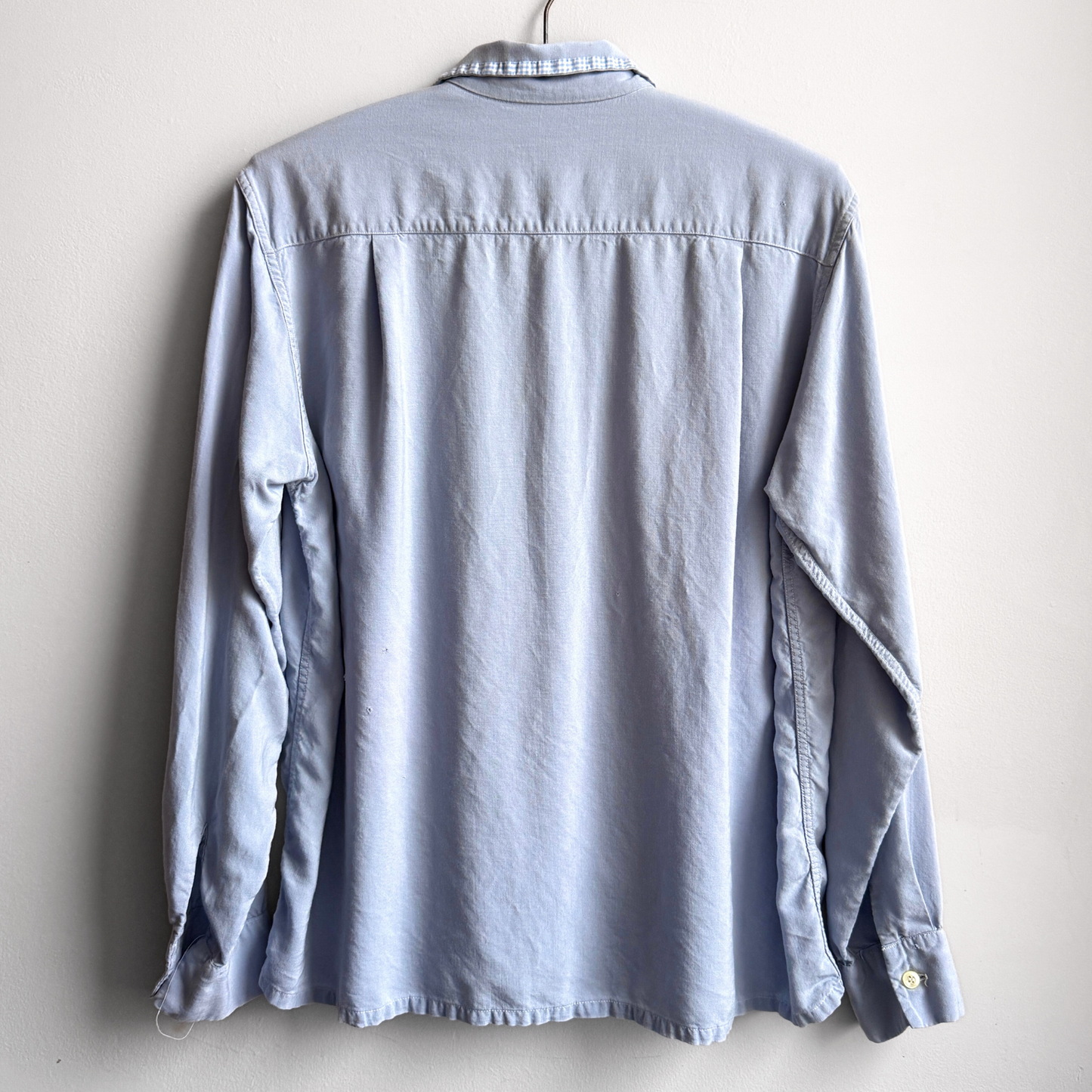 Vintage 1960s Brent Baby Blue Double Button Rayon Shirt - Shop ThreadCount Vintage Co.