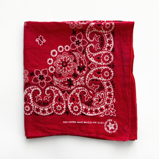 1980s Red Paisley Print Cotton Bandana  - Shop ThreadCount Vintage Co.