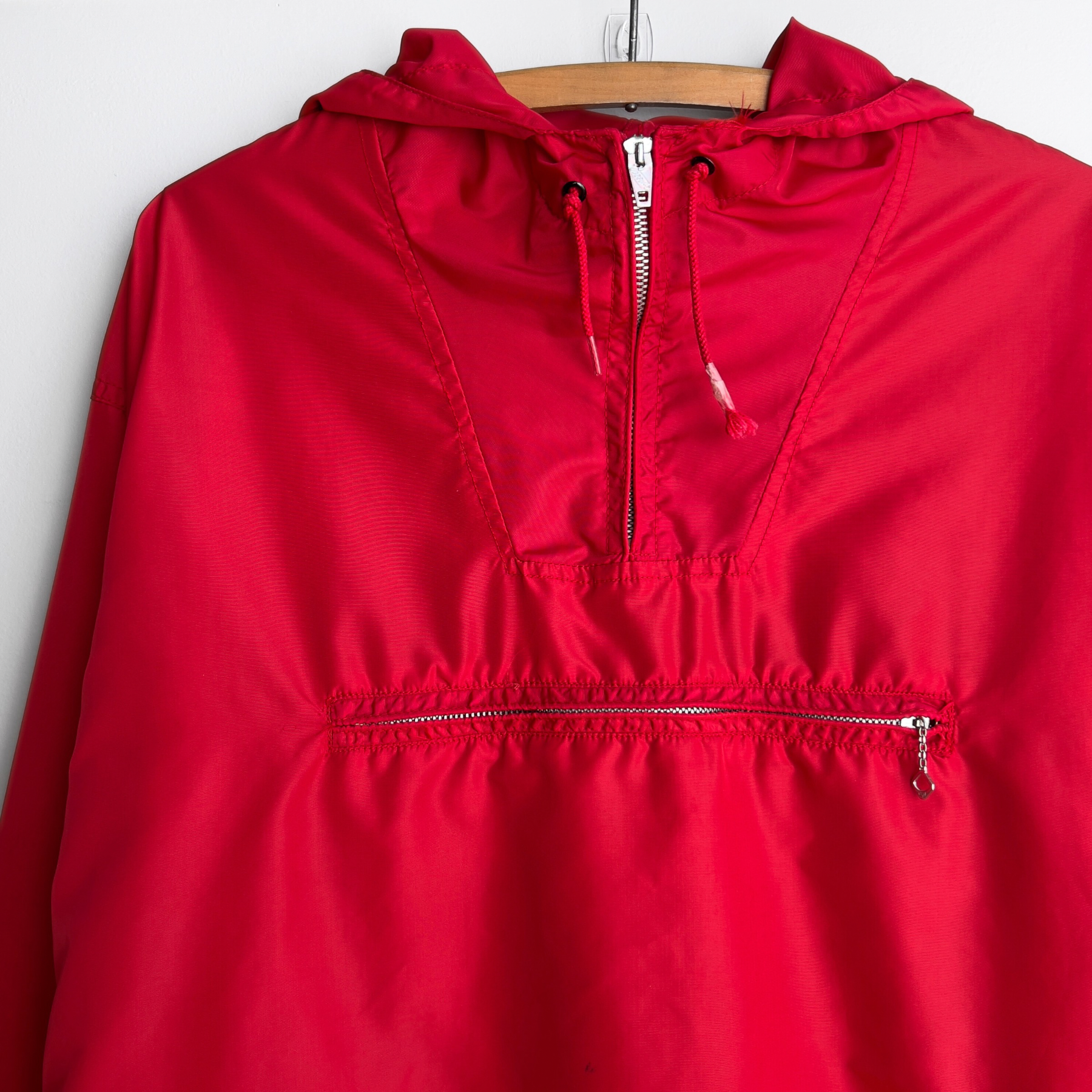 1960s Red Hooded Pullover Windbreaker Jacket  - Shop ThreadCount Vintage Co.