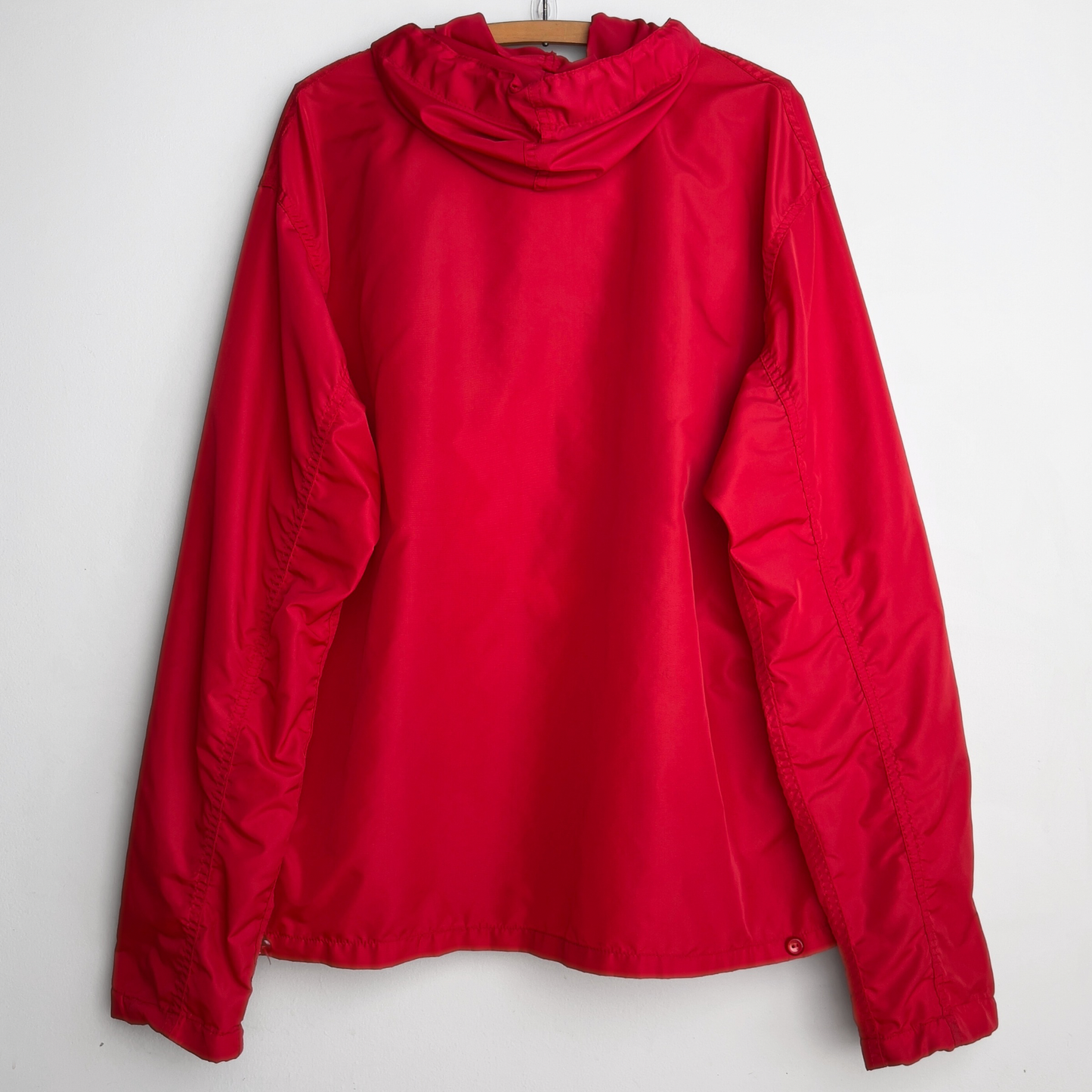 Vintage 1960s Red Hooded Pullover Windbreaker Jacket - Shop ThreadCount Vintage Co.