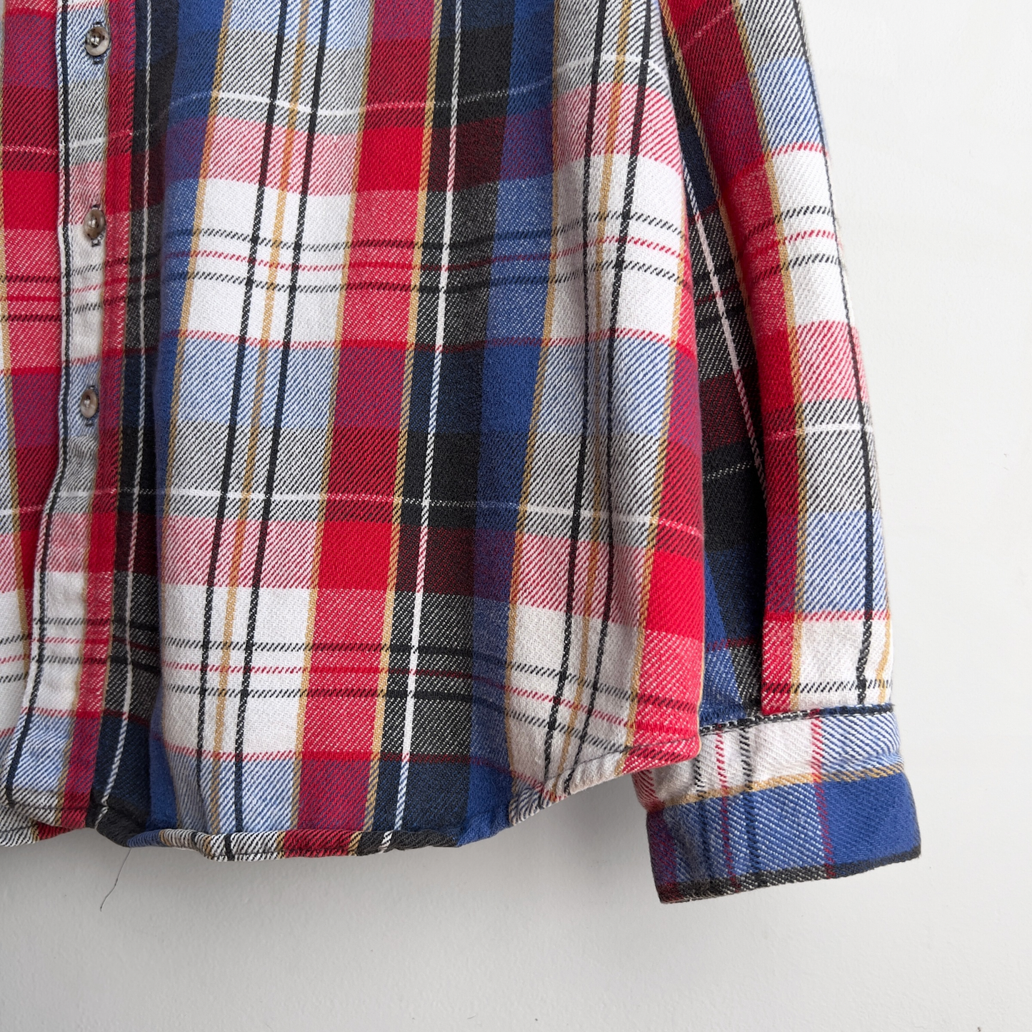 Vintage 1980s Blue & Red Heavy Cotton Plaid Flannel Shirt - Shop ThreadCount Vintage Co.