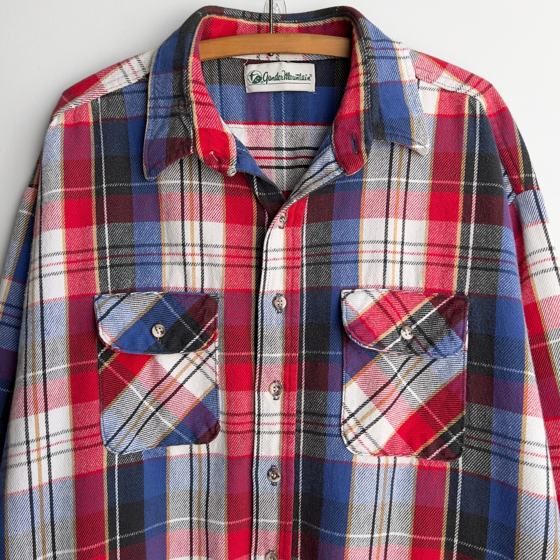 1980s Blue & Red Heavy Cotton Plaid Flannel Shirt  - Shop ThreadCount Vintage Co.
