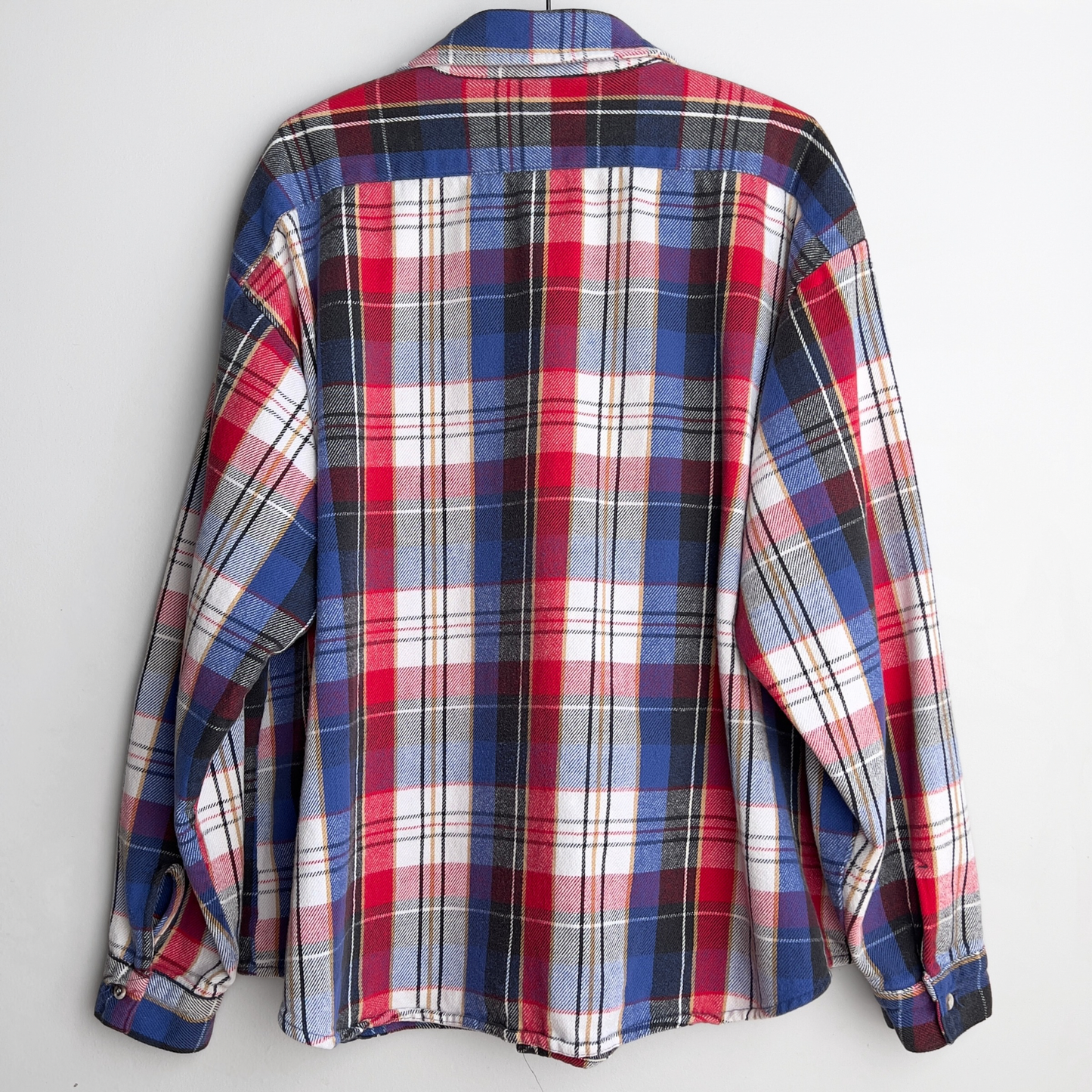 Vintage 1980s Blue & Red Heavy Cotton Plaid Flannel Shirt - Shop ThreadCount Vintage Co.