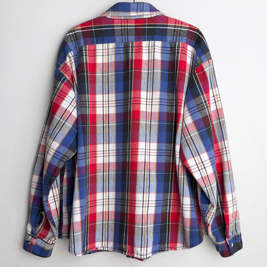 1980s Blue & Red Heavy Cotton Plaid Flannel Shirt  - Shop ThreadCount Vintage Co.