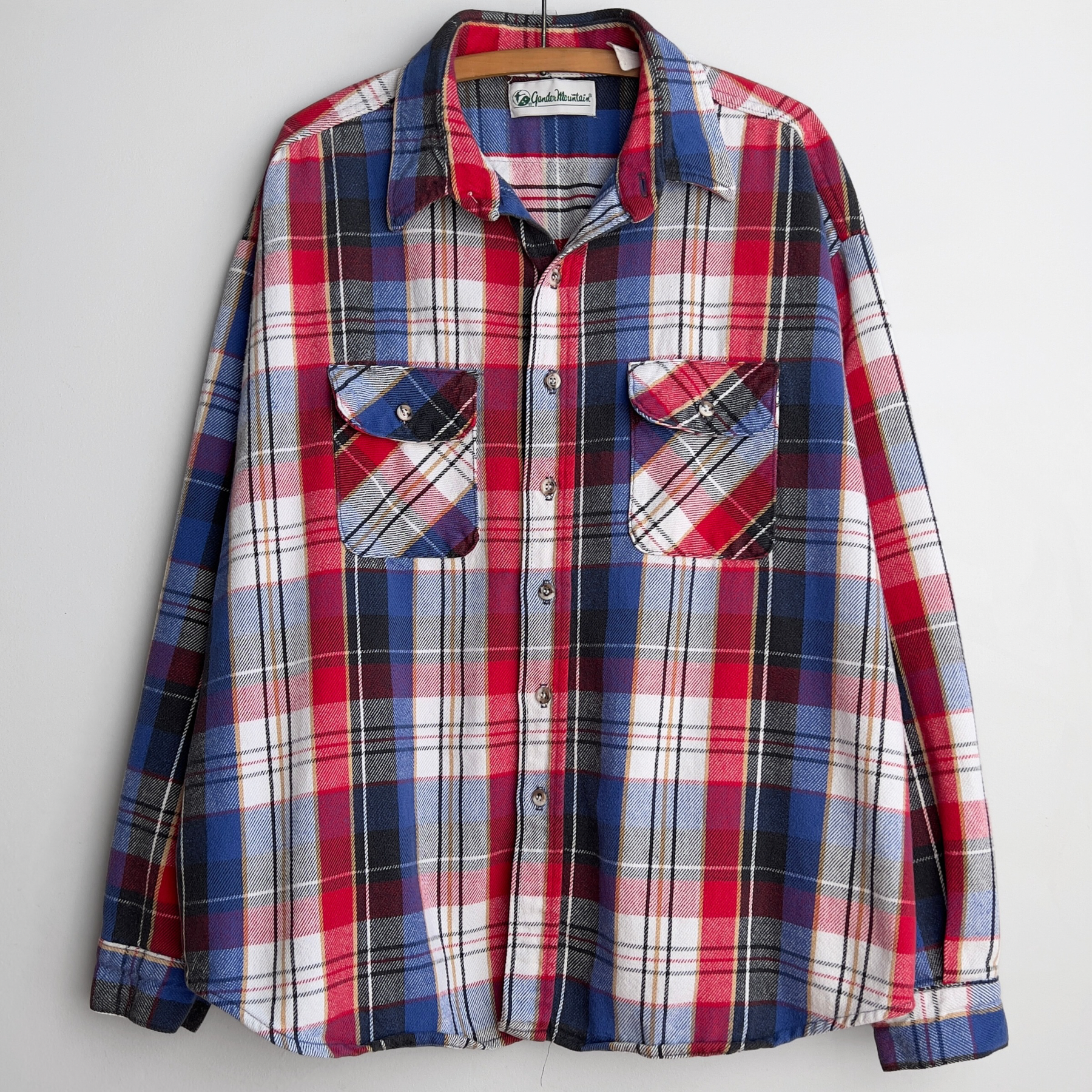 1980s Blue & Red Heavy Cotton Plaid Flannel Shirt  - Shop ThreadCount Vintage Co.
