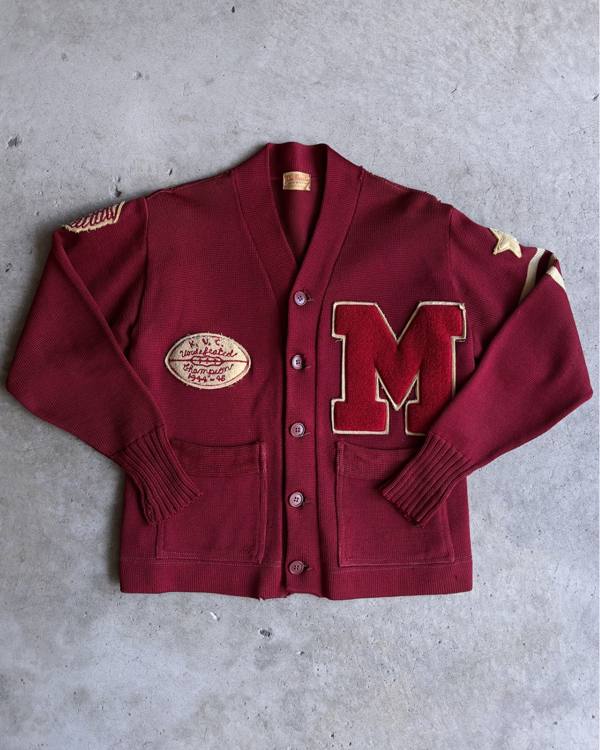 1940s K.V.C. Football Champions Letterman Cardigan  - Shop ThreadCount Vintage Co.