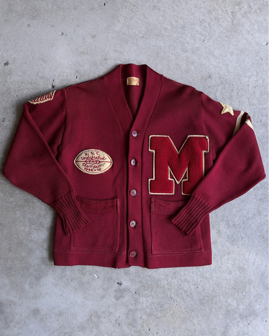 1940s K.V.C. Football Champions Letterman Cardigan  - Shop ThreadCount Vintage Co.